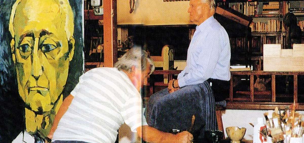 El pintor ecuatoriano Oswaldo Guayasam&iacute;n (+) pint&oacute; en 1995 al expresidente de la FIFA, Joao Havelange.