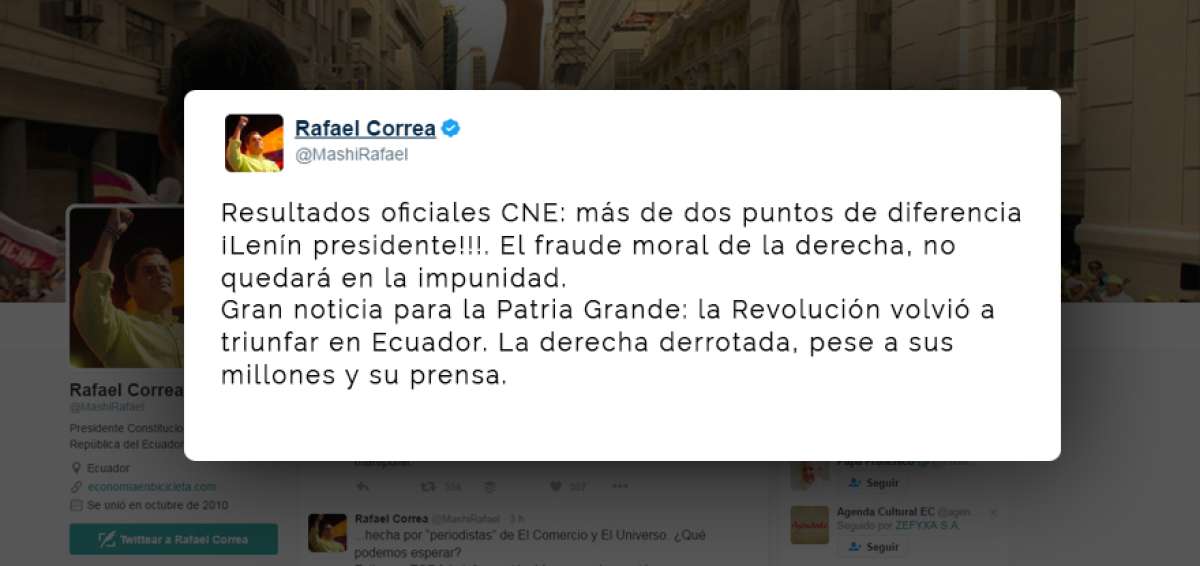 Correa: "La Revoluci&oacute;n volvi&oacute; a triunfar en Ecuador"