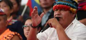 El presidente de la Confederaci&oacute;n de Nacionalidades Ind&iacute;genas de Ecuador (Conaie), Jaime Vargas.