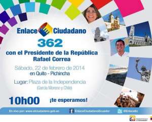 Enlace ciudadano s&iacute; se realizar&aacute; este s&aacute;bado, desde Quito