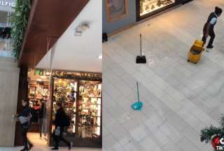 Centro comercial se inundó tras las fuertes lluvias en Quito