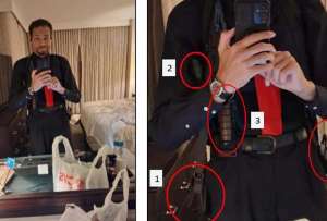 Fotograf&iacute;a cedida que muestra los diferentes tipos de cuchillos y objetos que estaban en posesi&oacute;n de Cole Allen, el hombre acusado de intentar asesinar al presidente de Estados Unidos, Donald Trump. 
