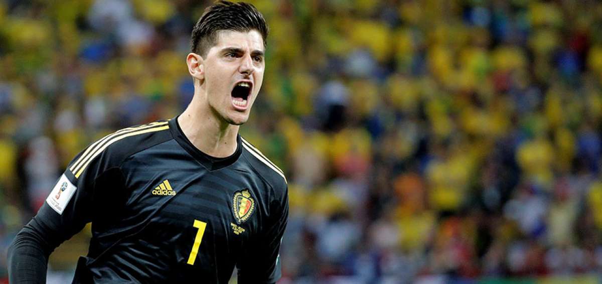El arquero de B&eacute;lgica,  Thibaut Courtois, luego de eliminar a la selecci&oacute;n de Brasil, en cuartos.