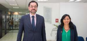 El viceministro de Movilidad, Jos&eacute; Luis J&aacute;come, y la subsecretaria Jeanneth Sosa, motivaron a los migrantes.