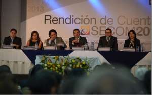 Las autoridades de la Secretaria de Comunicaci&oacute;n de la Presidencia rindieron cuentas esta noche. FOTO:Santiago Aguirre/El Tel&eacute;grafo