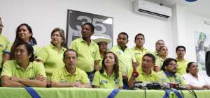 Desde la sede provincial de Alianza PAIS, los candidatos a la Asamblea Nacional por este partido realizaron una rueda de prensa.