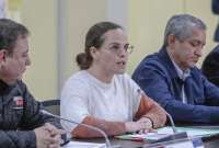 María Brown, ministra de Educación, durante una conferencia de prensa