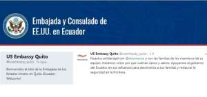 Embajada de EE.UU.&nbsp;asegura apoyo a Ecuador en esfuerzo para retorno de secuestrados