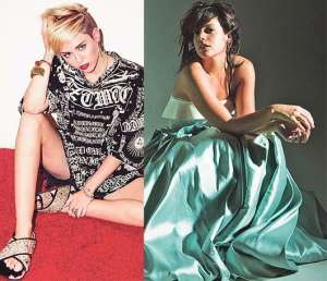 Miley Cyrus (i) y  Lily Allen.