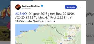 Sismo de 4,1 grados sacudi&oacute; Quito