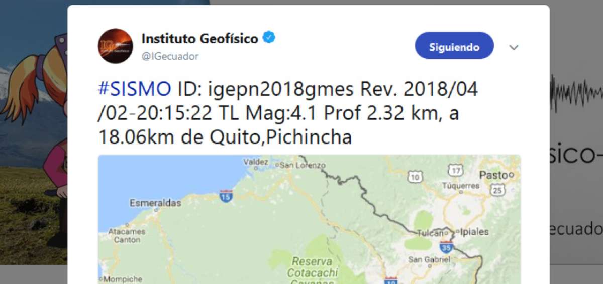 Sismo de 4,1 grados sacudi&oacute; Quito
