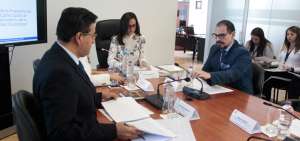 N&eacute;stor Arbito, vocal del Consejo de la Judicatura, present&oacute; ante los miembros de la Comisi&oacute;n de Justicia de la Asamblea sus planteamientos al proyecto.