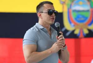 El presidente, Daniel Noboa durante su discurso. 