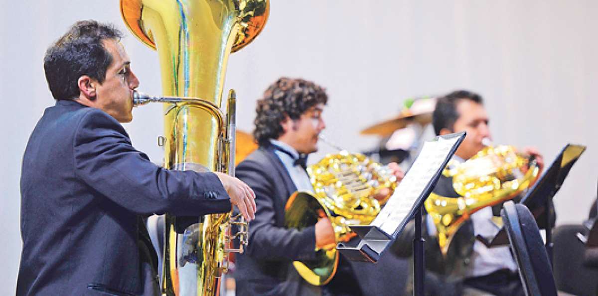 M&uacute;sicos del Quinteto de Metales de la Orquesta Sinf&oacute;nica del Ecuador en el concierto del viernes pasado. Foto: Carina Acosta / El Tel&eacute;grafo