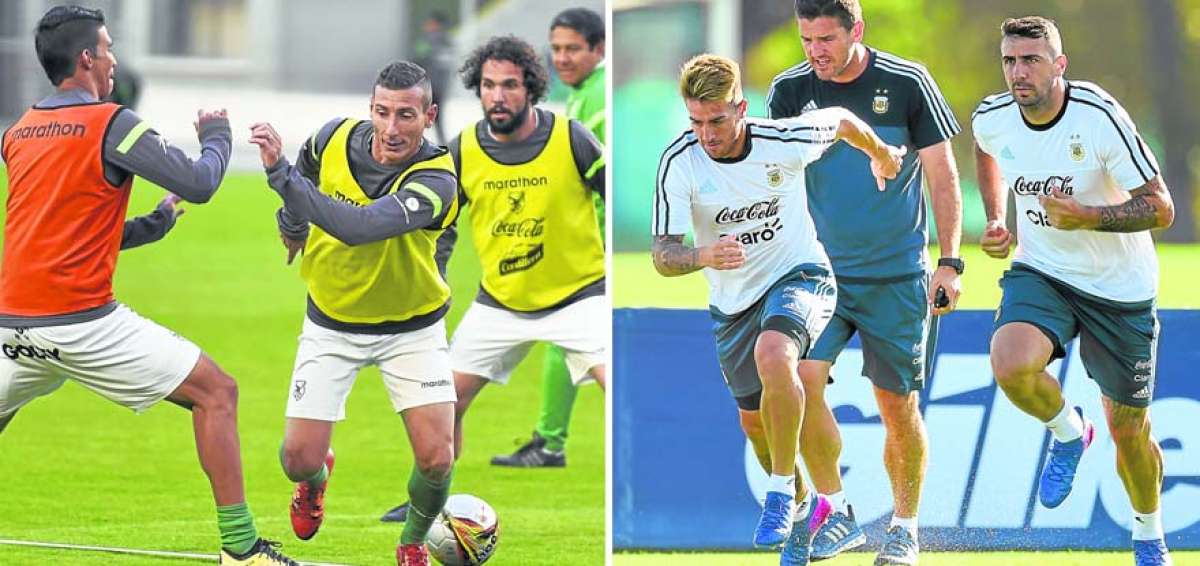 El veterano Pablo Escobar (centro), de 38 a&ntilde;os, ser&aacute; titular en el partido de esta tarde ante Argentina.En la gr&aacute;fica derecha, Lucas Pratto (der.) comandar&aacute; el ataque argentino en lugar del suspendido Gonzalo Higua&iacute;n.