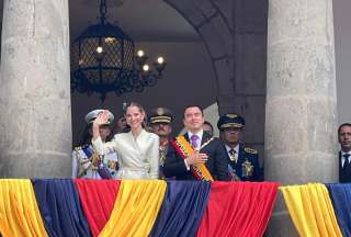 Daniel Noboa, presidente, y su esposa Lavinia Valbonesi, llegaron a Carondelet para cumplir con el almuerzo con las delegaciones nacionales e internacionales. 
