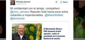 Cuentas afines a PAIS denunciaron la agresi&oacute;n a Nino Javier Serrano.