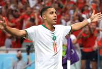 Abdelhamid Sabiri festeja el gol marroquí en el triunfo sobre Bélgica.