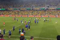 Hinchas ecuatorianos invadieron la cancha luego del partido ante Nigeria