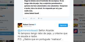 Correa y Nebot mantienen un roce en Twitter por caso Odebrecht