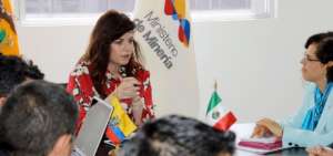 Una reuni&oacute;n de trabajo se realiz&oacute; entre la ministra ecuatoriana de Miner&iacute;a en funciones, Rebeca Illescas, y la embajadora de M&eacute;xico en Quito, Yeniret Morgan.