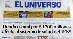 Fotograf&iacute;a de la portada del diario El Universo del pasado domingo. FOTO: Cortes&iacute;a El Ciudadano 