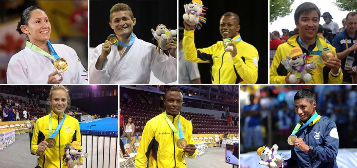 Los 7 medallistas dorados en Toronto muestran felices sus &aacute;ureas. Fotos: AFP / COE
