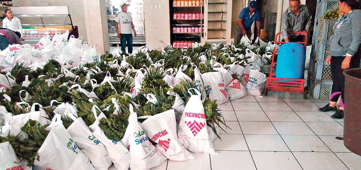 Al inicio del proyecto, las canastas solidarias llevaban alrededor de 23 productos, pero en peque&ntilde;as porciones.