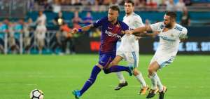 Neymar dio dos asistencias en el cl&aacute;sico amistoso que jugaron el FC Barcelona y Real Madrid, el s&aacute;bado pasado en Miami. 