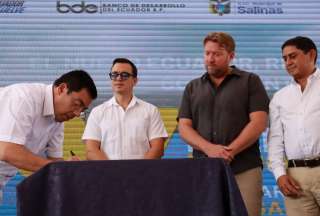 El presidente de la República, Daniel Noboa, participó en la entrega de estos recursos, por parte del Banco de Desarrollo del Ecuador (BDE).