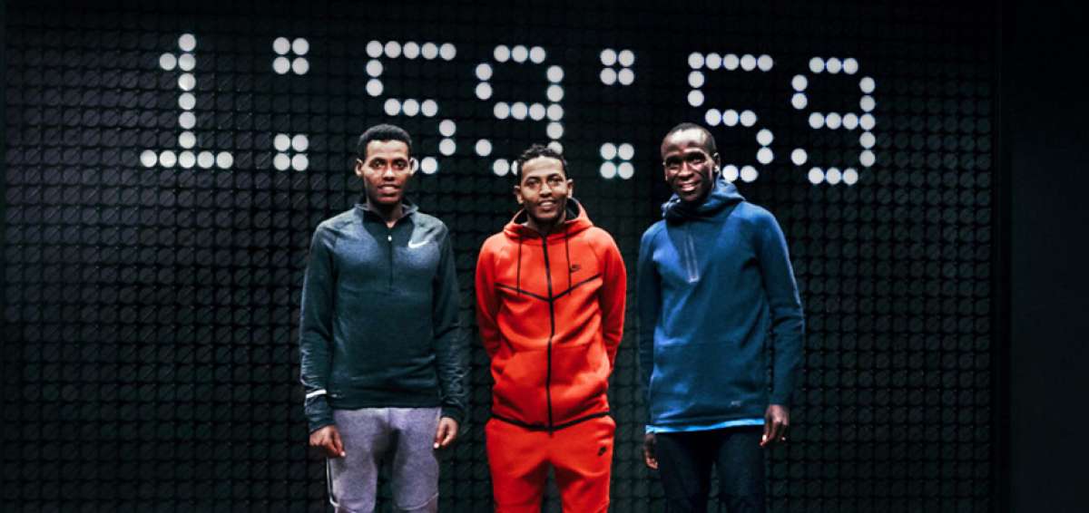 De izquierda a derecha, los fondistas Lelisa Desisa y Zersenay Tadese y Eliud Kipchoge son parte del proyecto.