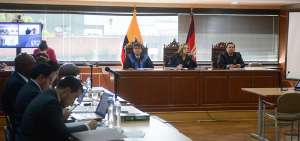 La jueza ponente Dilza Mu&ntilde;oz (centro) expres&oacute; su malestar por este tercer diferimiento de la audiencia de juicio.