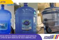 La Agencia Nacional de Regulación, Control y Vigilancia Sanitaria alerta a la ciudadanía de no consumir agua de estas marcas. 
