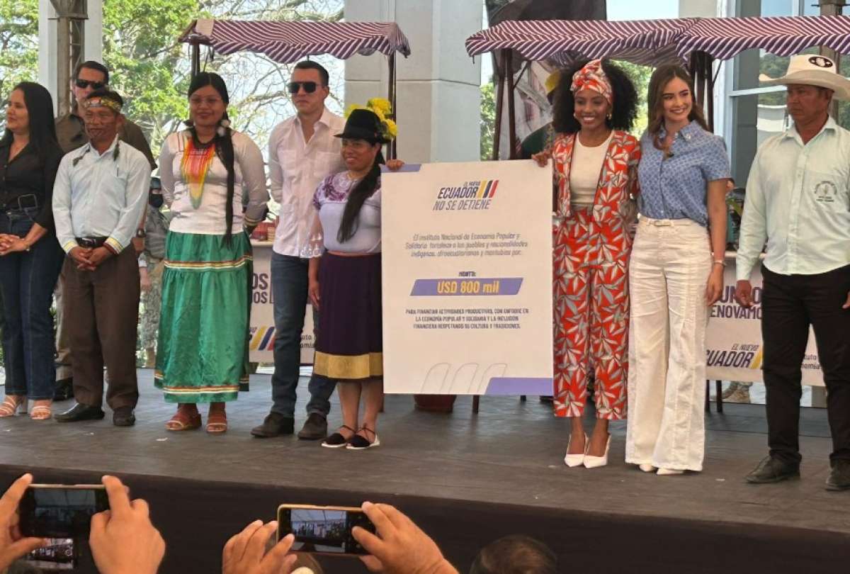 Daniel Noboa, presidente, destacó que el Gobierno busca fortalecer las economías de los pueblos y nacionalidades indígenas.