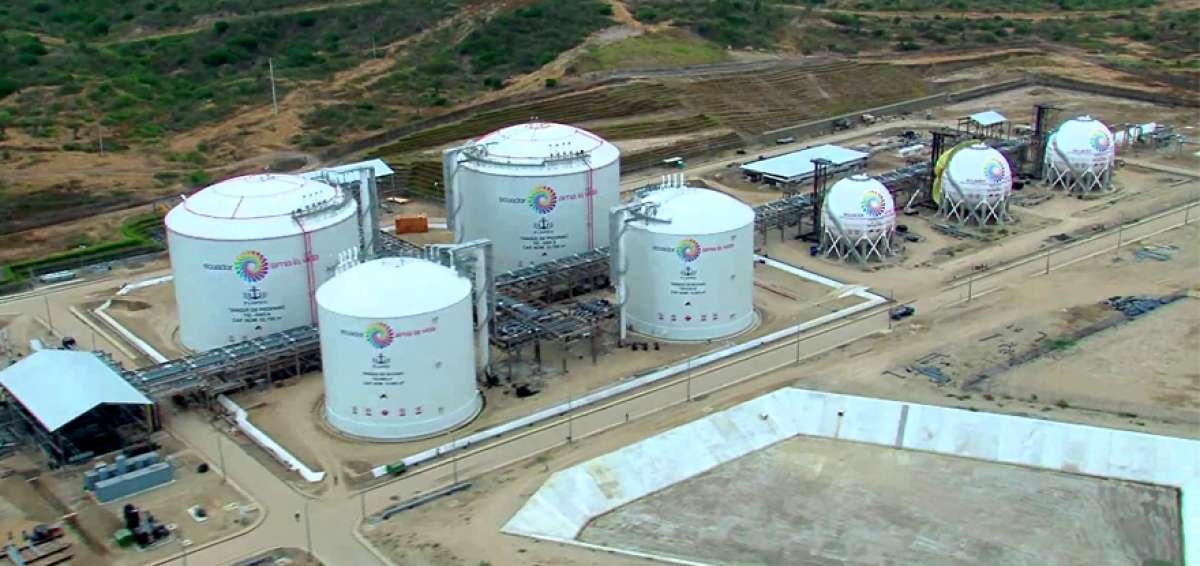 Vista a&eacute;rea de la Terminal de Despacho, Recepci&oacute;n y Almacenamiento de GLP de Monteverde-Chorrillo, en la provincia de Santa Elena.
