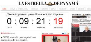 En el portal electr&oacute;nico del diario paname&ntilde;o se coloc&oacute; un contador que med&iacute;a el tiempo que faltaba para el cierre, pero en la tarde de este jueves se detuvo.