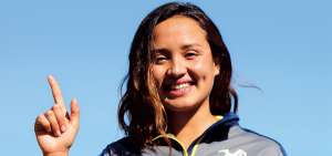 Samantha Ar&eacute;valo, nadadora ecuatoriana de aguas abiertas.