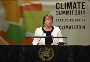 Bachelet habl&oacute; sobre la agenda de energ&iacute;a de su gobierno, que busca una "matriz limpia" y coloca a la "eficiencia" en ese sector como pol&iacute;tica de estado. Foto: AFP