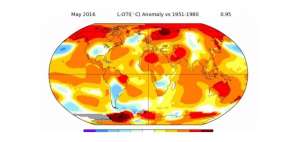 Las zonas con mayores desviaciones (en rojo y naranja) respecto a las temperaturas habituales.