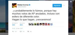 Correa dice que AP fue perjudicado en escrutinio
