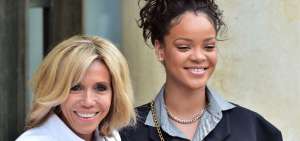 Rihanna se re&uacute;ne con el matrimonio Macron