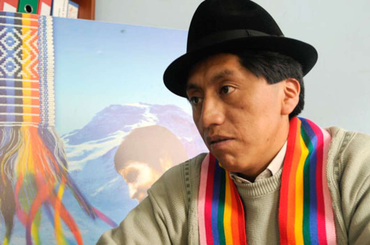 El presidente de la Confederaci&oacute;n de Nacionalidades Ind&iacute;genas del Ecuador (Conaie), Humberto Cholango, critic&oacute; al candidato a alcalde de Pachakutik, Milton Castillo. Foto: Fernando Sandoval |  El Tel&eacute;grafo