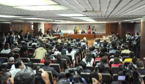 Audiencia en la que se acus&oacute; a &Eacute;dgar Vaca por delitos de lesa de humanidad. FOTO: ANDRES DARQUEA