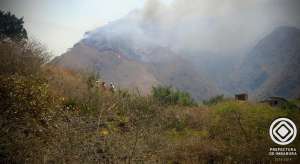 Incendio en la comunidad de El Guadual. Foto: Cortes&iacute;a de la Prefectura de Imbabura. 