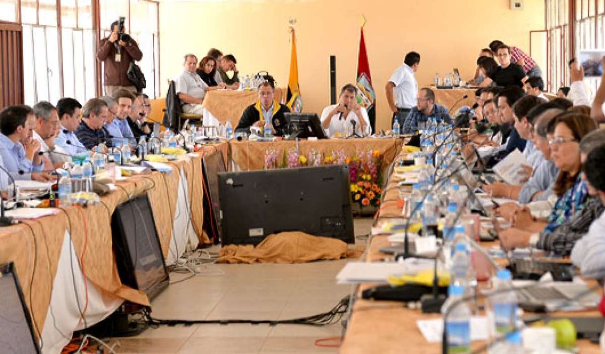Rafael Correa presidi&oacute; el gabinete itinerante en el cant&oacute;n Tisaleo, en la provincia de Tungurahua. FOTO: ROBERTO CHAVEZ