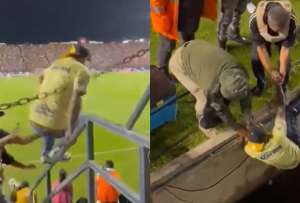 Un hincha trató de invadir la cancha en un partido de fútbol 