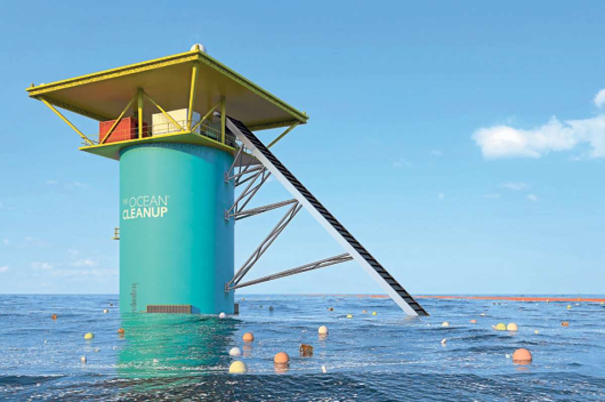 Una imagen computarizada muestra c&oacute;mo funcionar&iacute;a el &lsquo;limpiador del oc&eacute;ano&rsquo;. Foto: AFP