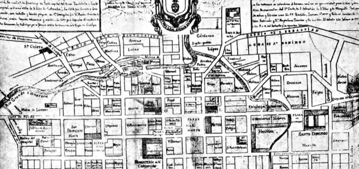 Plano y escudo de armas de la ciudad de Riobamba