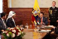El presidente Noboa recibió a Humaid Abushibs, ministro presidente de la Autoridad de Responsabilidad de Los Emiratos Árabes Unidos