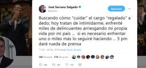 Captura de pantalla del tuit del presidente de la Asamblea Nacional. 